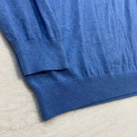 LL BEAN CASHMERE COTTON BLEND V-NECK SWEATER LIGHT BABY BLUE MENS SIZE XXL TALL - Picture 5 of 9